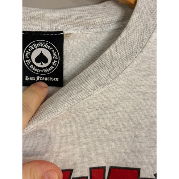 THRASHER MAGAZINE Sweatshirt Crewneck Gray Red Logo Men's Medium - Picture 4 of 6